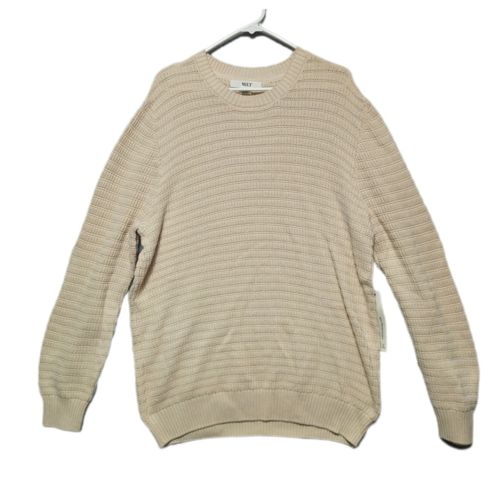 Wilt‎ Cable Knit Sweater Ribbed Texture Mens XL Crewneck Long Sleeve Fisherman